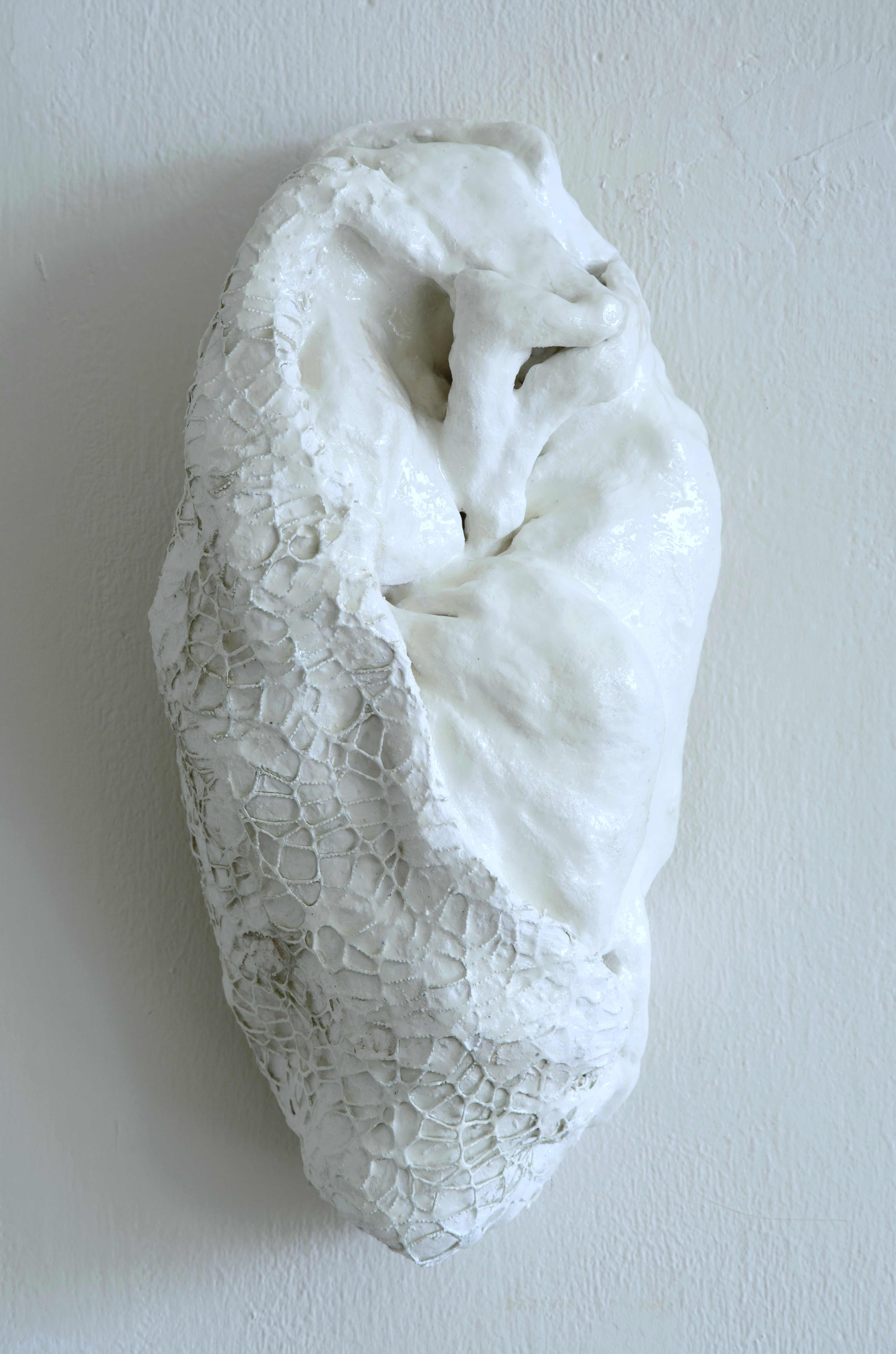 Germinazione, 2024 gesso, stoffe di cotone, retina cm 44x22x15